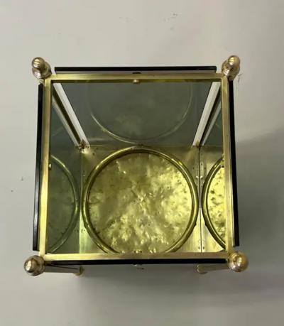  Cristal Arte Italian Modern Neoclassical Brass Green Glass Umbrella Stand by Fontana Arte