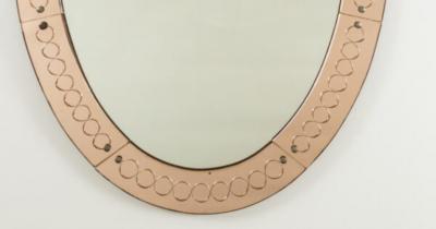  Cristal Arte Large Italian Mid Century Oval Etched Mirror By Cristale Arte
