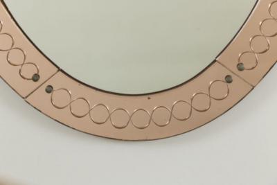  Cristal Arte Large Italian Mid Century Oval Etched Mirror By Cristale Arte