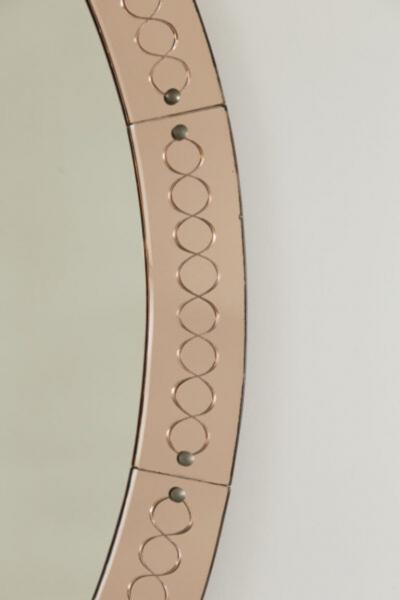  Cristal Arte Large Italian Mid Century Oval Etched Mirror By Cristale Arte