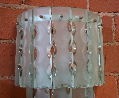  Cristal Arte Pair of Italian Beveled Glass Sconces by Cristal Art