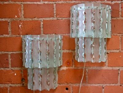  Cristal Arte Pair of Italian Beveled Glass Sconces by Cristal Art