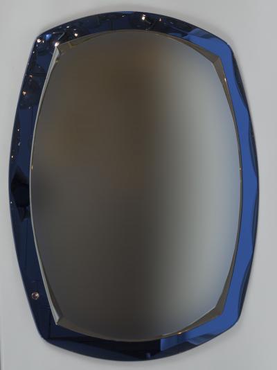  Cristal Arte Pair of Mid Century Italian Blue Cristal Arte Wall Mirrors