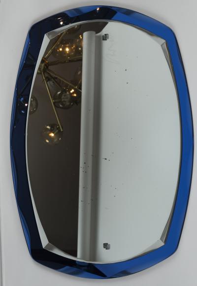  Cristal Arte Pair of Mid Century Italian Blue Cristal Arte Wall Mirrors