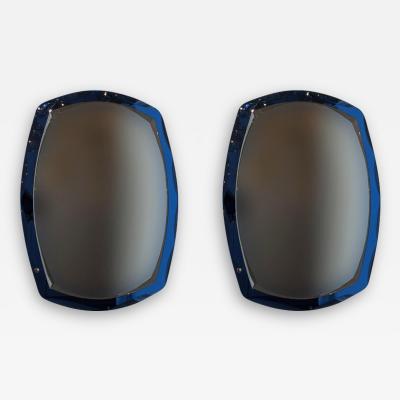  Cristal Arte Pair of Mid Century Italian Blue Cristal Arte Wall Mirrors