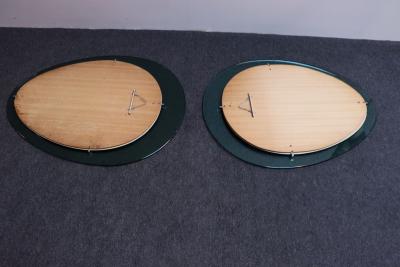  Cristal Arte Pair of Vintage Italian Green Glass Teardrop Form Wall Mirrors by Cristal Arte