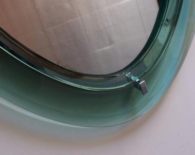  Cristal Arte Pair of Vintage Italian Green Glass Teardrop Form Wall Mirrors by Cristal Arte