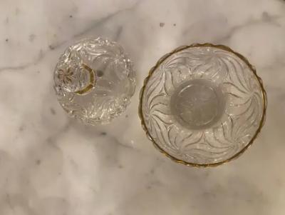  Cristalleries De Baccarat 1900 Signed Baccarat Night Service 6 Pieces With Gilding Deco Starfish