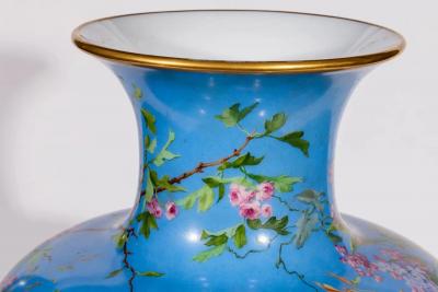  Cristalleries De Baccarat A Large French Baccarat Opaline Glass Hand Painted Bacchanale Vase by Roussel