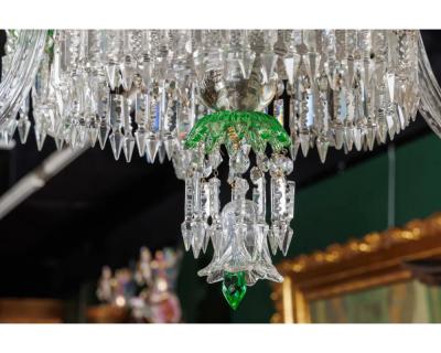  Cristalleries De Baccarat Cristalleries De Baccarat a Large French Green and Clear Cut Crystal Chandelier