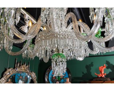  Cristalleries De Baccarat Cristalleries De Baccarat a Large French Green and Clear Cut Crystal Chandelier