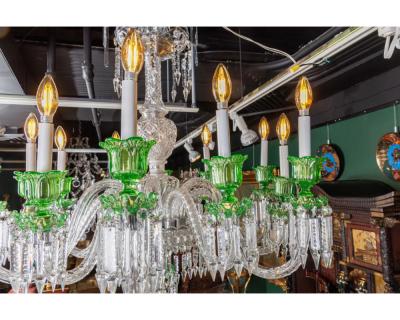  Cristalleries De Baccarat Cristalleries De Baccarat a Large French Green and Clear Cut Crystal Chandelier