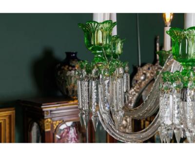  Cristalleries De Baccarat Cristalleries De Baccarat a Large French Green and Clear Cut Crystal Chandelier