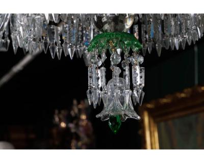  Cristalleries De Baccarat Cristalleries De Baccarat a Large French Green and Clear Cut Crystal Chandelier