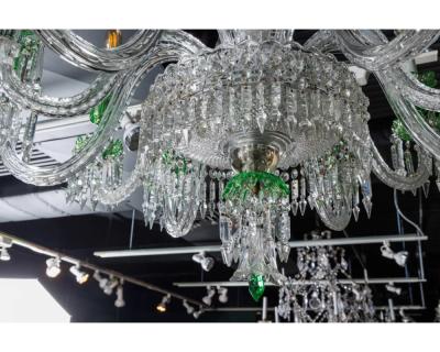  Cristalleries De Baccarat Cristalleries De Baccarat a Large French Green and Clear Cut Crystal Chandelier