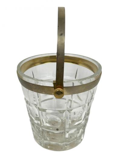  Cristalleries De Sevres FRENCH MID CENTURY BRASS STAND CRYSTAL ICE BUCKET BY SEVRES