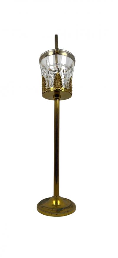  Cristalleries De Sevres FRENCH MID CENTURY BRASS STAND CRYSTAL ICE BUCKET BY SEVRES