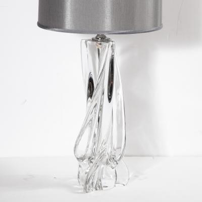  Cristalleries De Sevres Hollywood Regency Sculptural Translucent Crystal Table Lamp Signed by Sevres