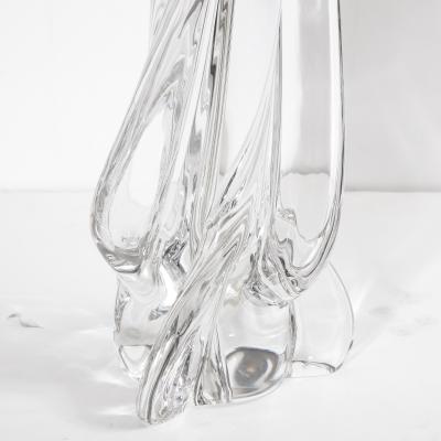  Cristalleries De Sevres Hollywood Regency Sculptural Translucent Crystal Table Lamp Signed by Sevres