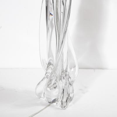  Cristalleries De Sevres Hollywood Regency Sculptural Translucent Crystal Table Lamp Signed by Sevres