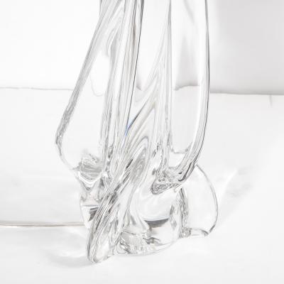  Cristalleries De Sevres Hollywood Regency Sculptural Translucent Crystal Table Lamp Signed by Sevres