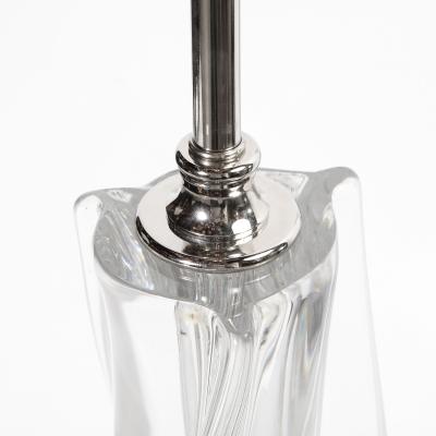  Cristalleries De Sevres Hollywood Regency Sculptural Translucent Crystal Table Lamp Signed by Sevres