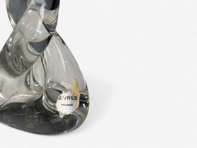  Cristalleries De Sevres Sevres French Modern Glass Brass Small Table Lamps France 1960s