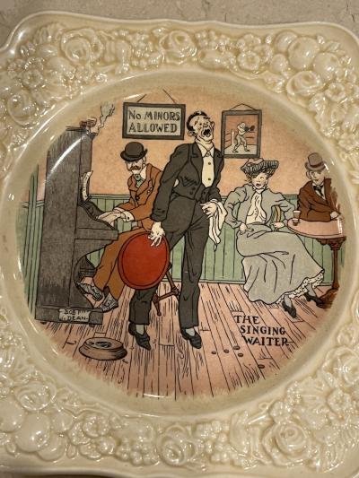  Crown Ducal ART DECO THE SINGING WAITER PORCELAIN PLATE BY CROWN DUCAL