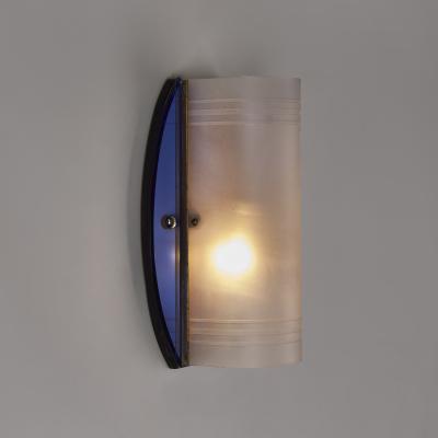  Crystex English Art Deco royal blue glass wall lights by Crystex 1930s