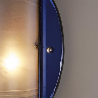  Crystex English Art Deco royal blue glass wall lights by Crystex 1930s