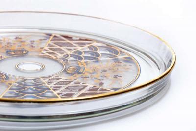 Culver Ltd 22 Karat Gold Chinoiserie Themed Hors doeuvre Platter circa 1960s