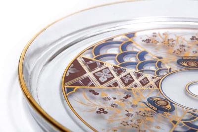  Culver Ltd 22 Karat Gold Chinoiserie Themed Hors doeuvre Platter circa 1960s