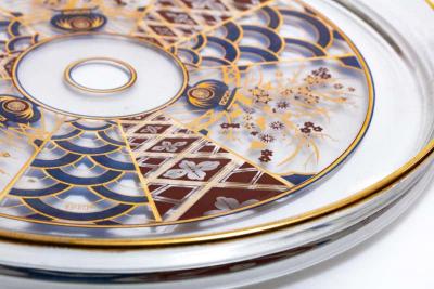  Culver Ltd 22 Karat Gold Chinoiserie Themed Hors doeuvre Platter circa 1960s