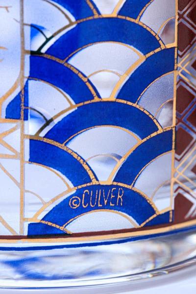  Culver Ltd 22 Karat Gold Chinoiserie Themed Rocks Glasses circa 1960s