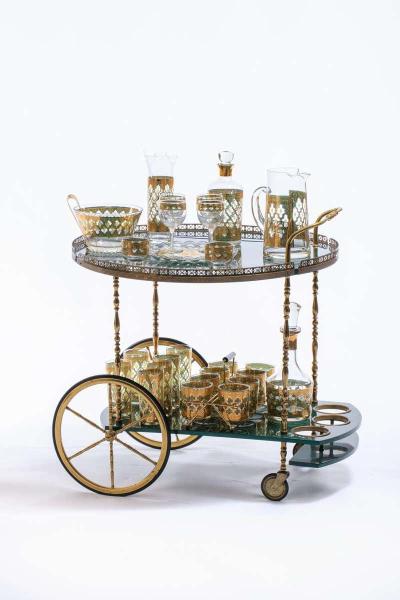  Culver Ltd 22 Karat Gold Moroccan Themed Vintage Cocktail Highball Glasses circa 1965