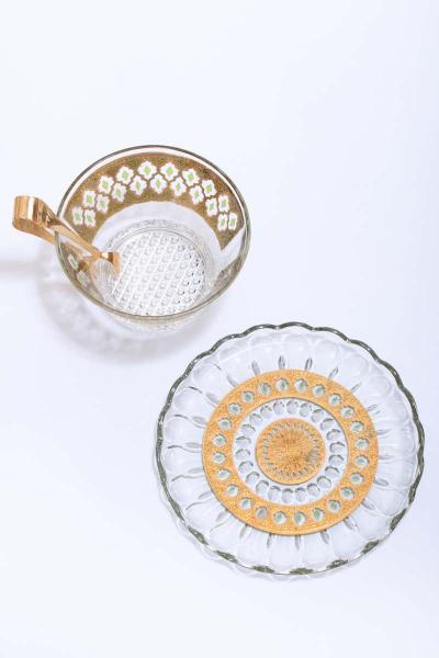  Culver Ltd 22 Karat Gold Moroccan Themed Vintage Hors DOeuvres Plate circa 1965