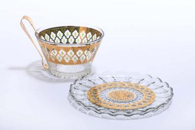  Culver Ltd 22 Karat Gold Moroccan Themed Vintage Ice Bowl and Tongs circa 1965
