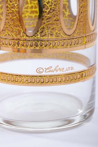  Culver Ltd Mid Century Modern 22 Karat Gold Cocktail Mixer and Six 4 oz Glasses Set