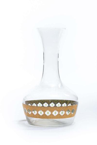  Culver Ltd Mid Century Modern 22 Karat Gold Moroccan Decanter and Wine Glasses Set c 1965