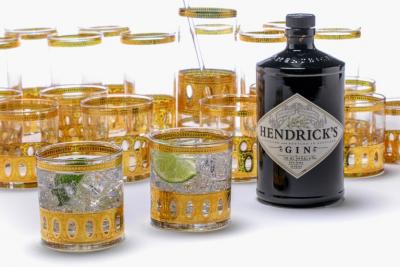  Culver Ltd Mid Century Modern Gold Plated Barware Set of Glasses Mixer by Culver c 1965