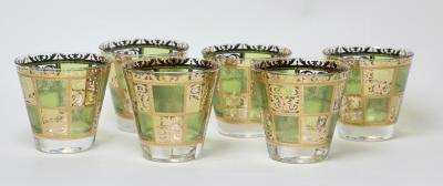  Culver Ltd Set of 6 Vintage Prado Green Lowball Rocks Whiskey Glasses by Culver Ltd 1960s