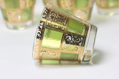  Culver Ltd Set of 6 Vintage Prado Green Lowball Rocks Whiskey Glasses by Culver Ltd 1960s