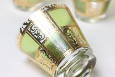  Culver Ltd Set of 6 Vintage Prado Green Lowball Rocks Whiskey Glasses by Culver Ltd 1960s