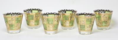  Culver Ltd Set of 6 Vintage Prado Green Lowball Rocks Whiskey Glasses by Culver Ltd 1960s