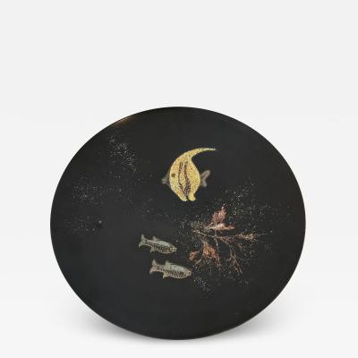  Curoc of Monterey BLACK LACQUERED PLATER IN MOTHER OF PEARL BY CUROC