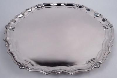  Currier Roby Currier Roby Traditional Georgian Shell Scroll Salver Tray