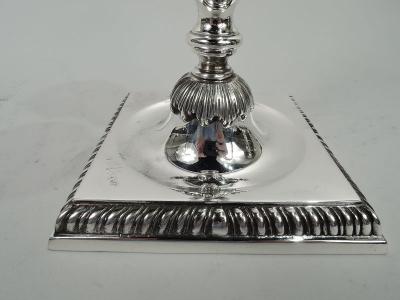  Currier Roby Pair of Georgian Style Sterling Silver Candlesticks by Currier Roby