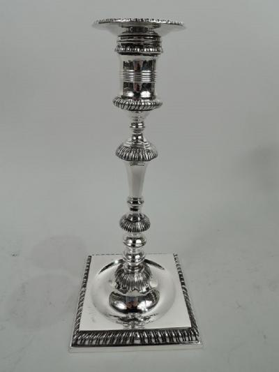  Currier Roby Pair of Georgian Style Sterling Silver Candlesticks by Currier Roby