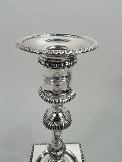  Currier Roby Pair of Georgian Style Sterling Silver Candlesticks by Currier Roby