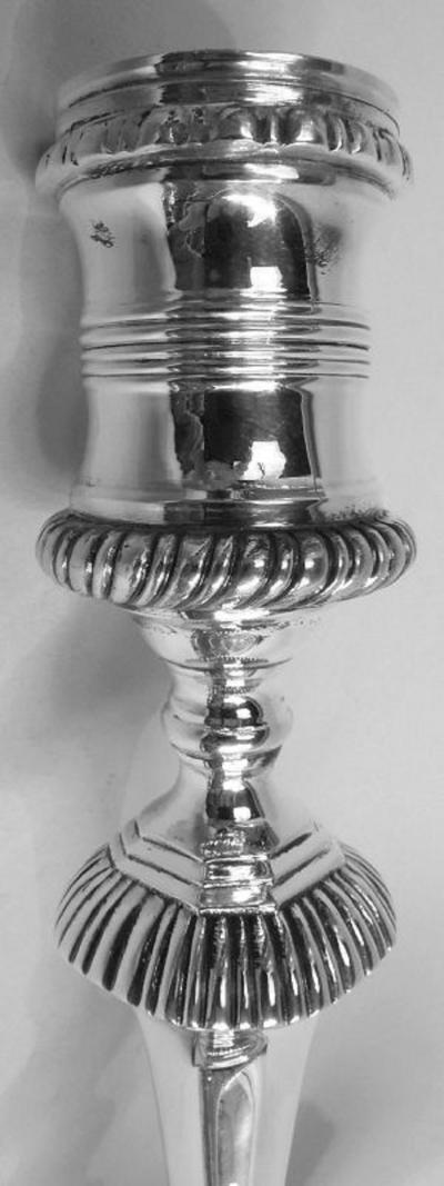  Currier Roby Pair of Georgian Style Sterling Silver Candlesticks by Currier Roby